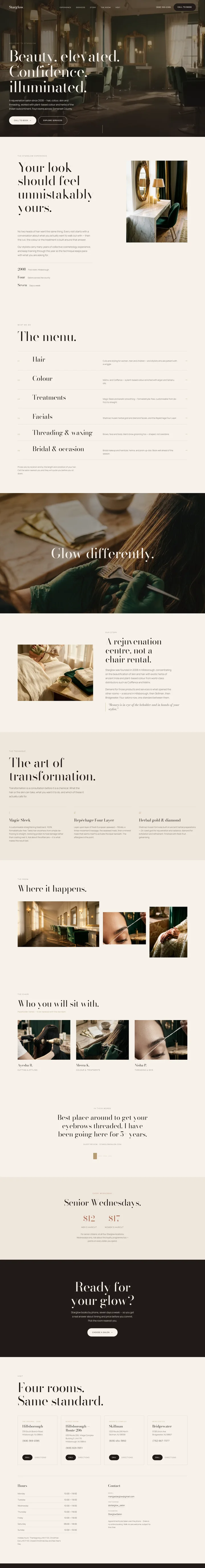 Starglow — Ivory website design, scroll to explore the page